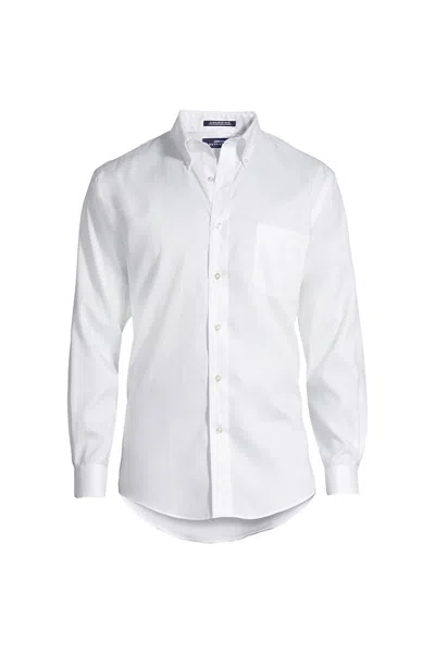 Lands' End Men's Long Sleeve Buttondown No Iron Pinpoint Shirt In White