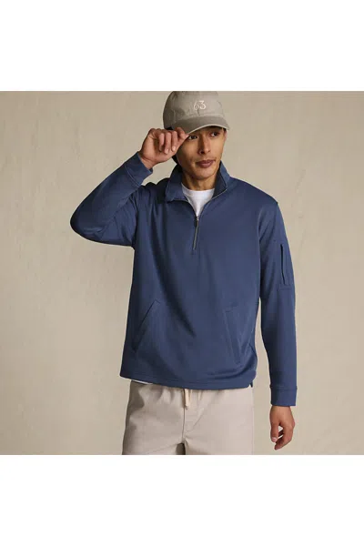 Lands' End Men's Long Sleeve Cooling Performance Pique Quarter Zip In Blue