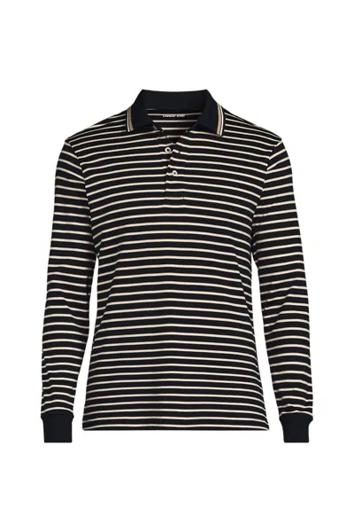 Lands' End Men's Long Sleeve Cotton Supima Polo Shirt In Black