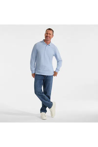 Lands' End Men's Long Sleeve Cotton Supima Polo Shirt In Blue