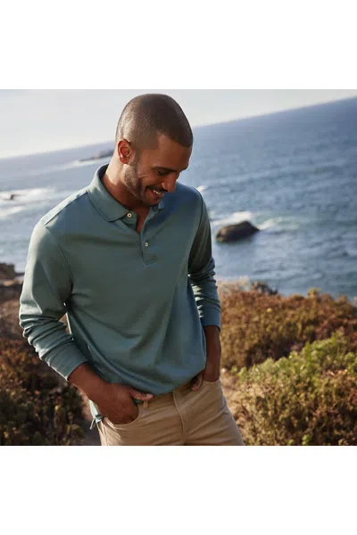 Lands' End Men's Long Sleeve Cotton Supima Polo Shirt In Green