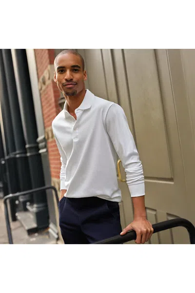 Lands' End Men's Long Sleeve Cotton Supima Polo Shirt In White