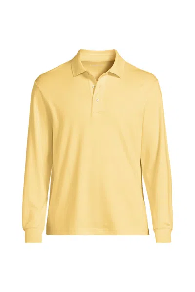 Lands' End Men's Long Sleeve Cotton Supima Polo Shirt In Yellow