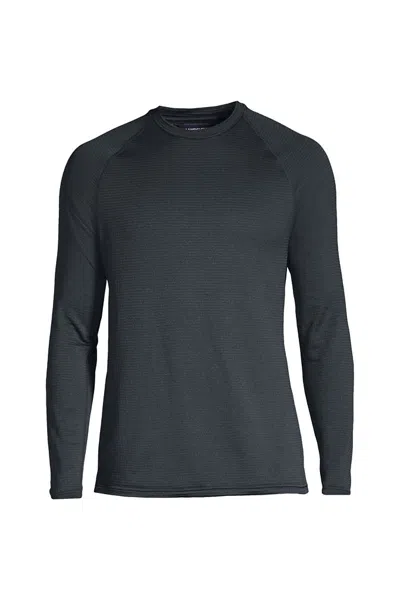 Lands' End Men's Long Sleeve Crew Neck Expedition Thermaskin Long Underwear Top In Gray