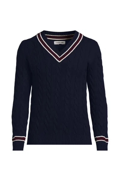 Lands' End Men's Long Sleeve Drifter Cricket Sweater In Transparent