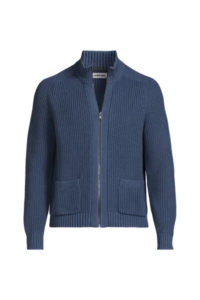 Lands' End Long Sleeve Drifter Full Zip Cardigan Sweater In Blue