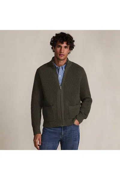 Lands' End Long Sleeve Drifter Full Zip Cardigan Sweater In Green