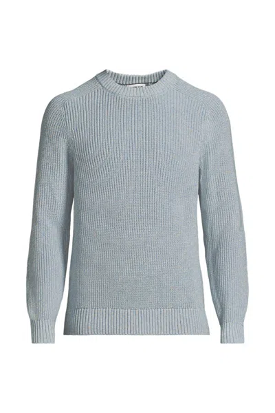 Lands' End Men's Long Sleeve Drifter Marl Crewneck Sweater In Blue