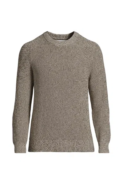 Lands' End Men's Long Sleeve Drifter Marl Crewneck Sweater In Brown