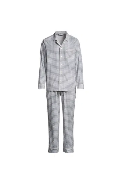 Lands' End Men's Long Sleeve Essential Pajama Set In Gray