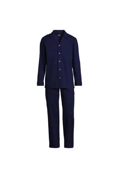 Lands' End Men's Long Sleeve Essential Pajama Set In Blue
