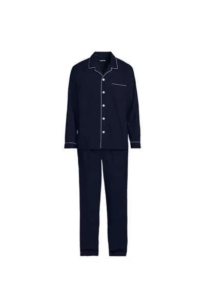 Lands' End Men's Long Sleeve Essential Pajama Set In Blue