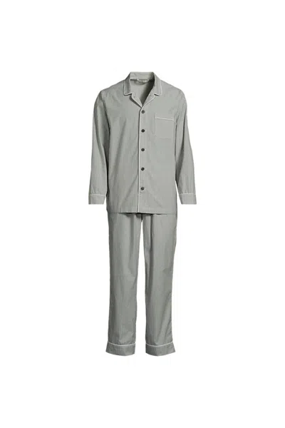 Lands' End Men's Long Sleeve Essential Pajama Set In Green