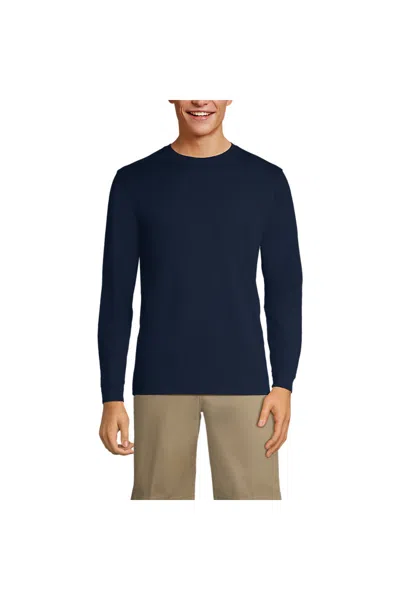 Lands' End Men's Long Sleeve Essential T-shirt In Blue