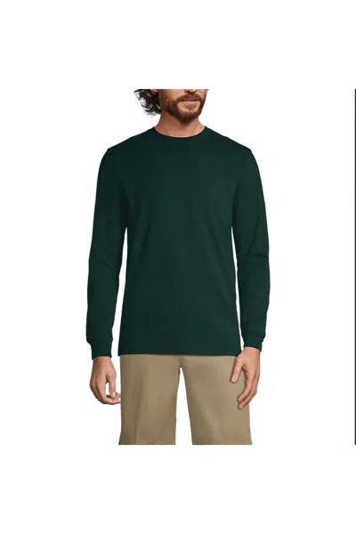 Lands' End Men's Long Sleeve Essential T-shirt In Green