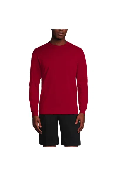 Lands' End Men's Long Sleeve Essential T-shirt In Red