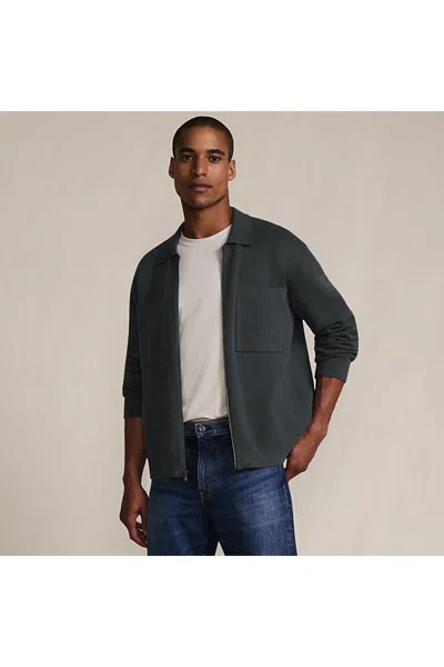 Lands' End Men's Long Sleeve Fine Gauge Cotton Full Zip Chore Coat In Gray