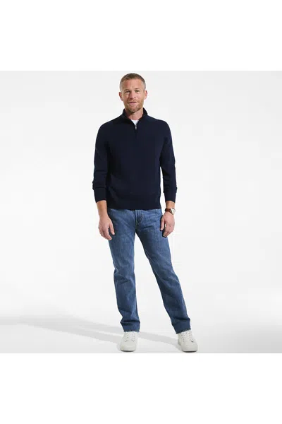 Lands' End Men's Long Sleeve Fine Gauge Cotton Quarter Zip Sweater In Blue