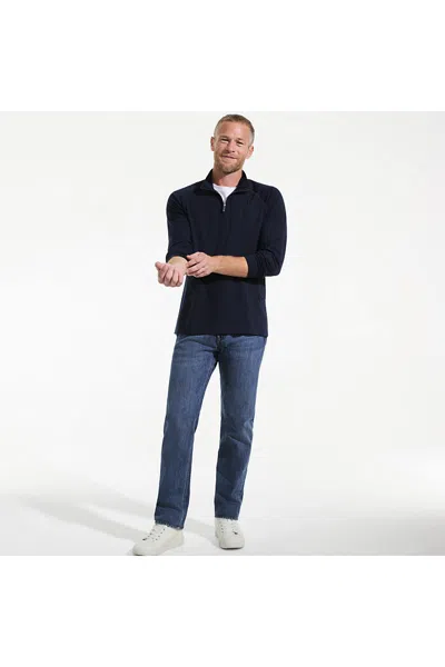 Lands' End Men's Long Sleeve Flex Performance Quarter Zip In Blue