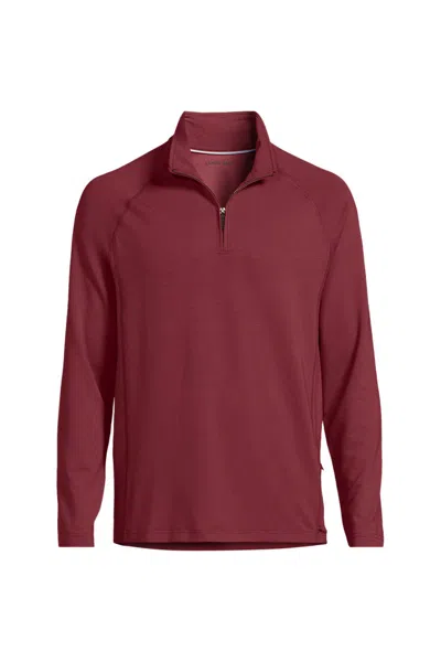Lands' End Men's Long Sleeve Flex Performance Quarter Zip In Burgundy
