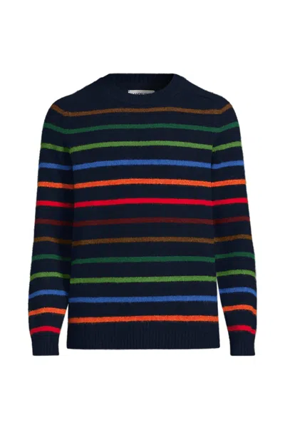 Lands' End Men's Long Sleeve Fuzzy Crewneck Sweater In Blue