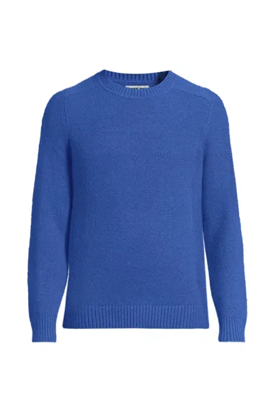 Lands' End Men's Long Sleeve Fuzzy Crewneck Sweater In Blue