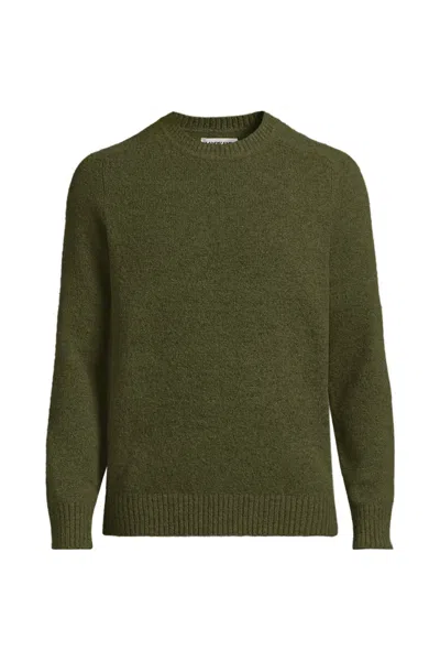 Lands' End Men's Long Sleeve Fuzzy Crewneck Sweater In Green