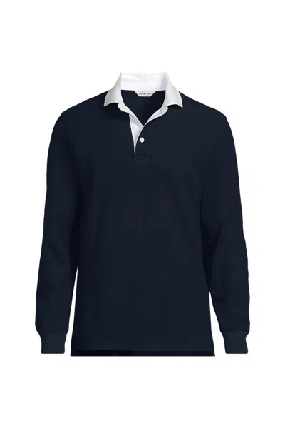 Lands' End Long Sleeve Honeycomb Pique Rugby In Multi