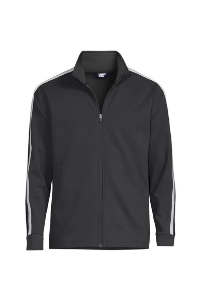 Lands' End Men's Long Sleeve Knit Twill Track Full Zip In Black