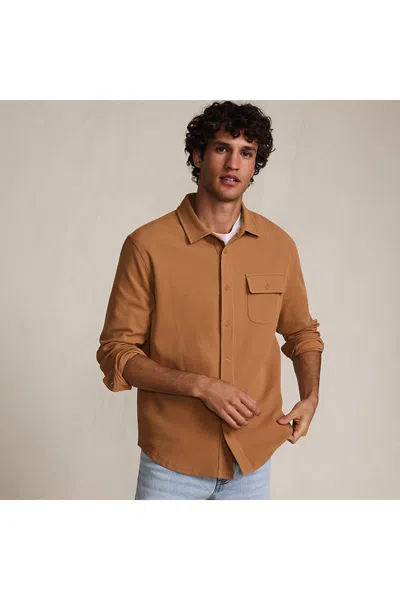 Lands' End Men's Long Sleeve Knit Workwear Waffle Shirt In Brown