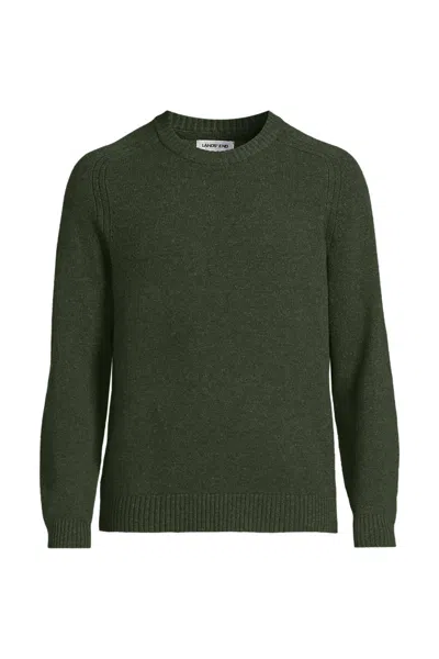 Lands' End Men's Long Sleeve Lambswool Crewneck Sweater In Green