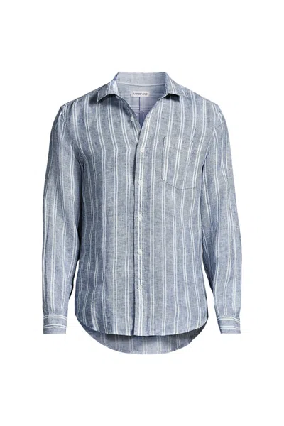 Lands' End Men's Long Sleeve Linen Shirt In Multi