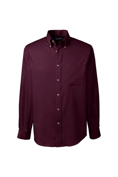 Lands' End Men's Long Sleeve Performance Twill Shirt In Burgundy