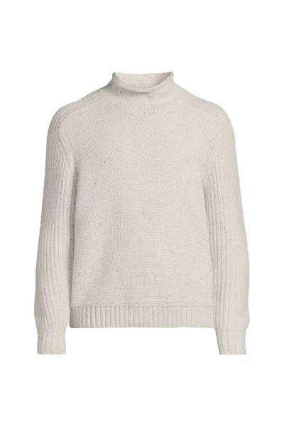 Lands' End Men's Long Sleeve Roll Neck Sweater In Neutral