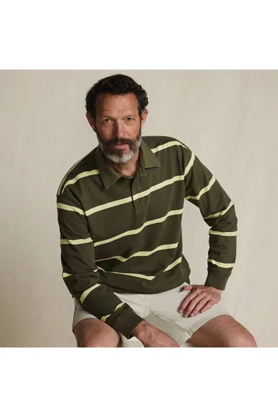 Lands' End Men's Long Sleeve Rugged Rugby Polo In Green