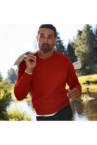 Lands' End Men's Long Sleeve Serious Sweats Crew Sweatshirt In Red