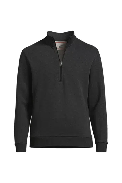 Lands' End Men's Long Sleeve Serious Sweats Half Zip Mock Sweatshirt In Black