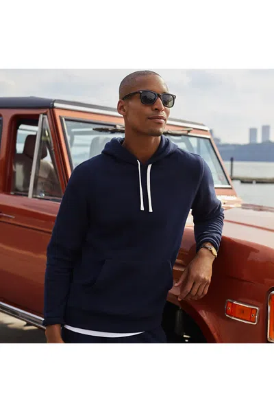 Lands' End Men's Long Sleeve Serious Sweats Pullover Hoodie Sweatshirt In Blue