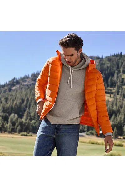 Lands' End Men's Long Sleeve Serious Sweats Pullover Hoodie Sweatshirt In Orange