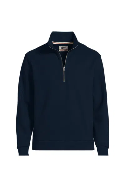 Lands' End Men's Long Sleeve Serious Sweats Quarter Zip Sweatshirt In Blue
