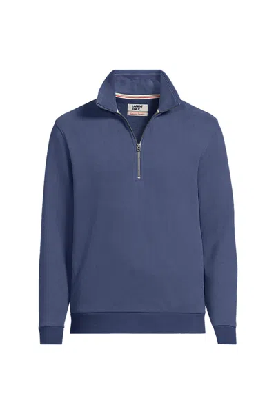 Lands' End Men's Long Sleeve Serious Sweats Quarter Zip Sweatshirt In Blue