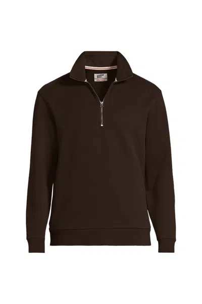 Lands' End Men's Long Sleeve Serious Sweats Quarter Zip Sweatshirt In Brown