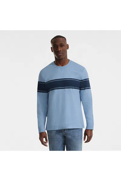 Lands' End Men's Long Sleeve Slub Crew In Blue