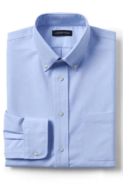Lands' End Men's Long Sleeve Solid Oxford Dress Shirt In Blue