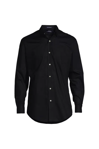 Lands' End Men's Long Sleeve Straight Collar Broadcloth Dress Shirt In Black