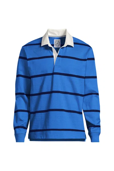 Lands' End Men's Long Sleeve Stripe Rugby Shirt In Blue