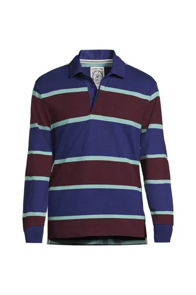 Lands' End Men's Long Sleeve Stripe Rugby Shirt In Blue
