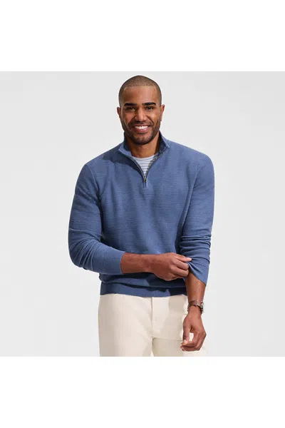 Lands' End Men's Long Sleeve Summer Weight Quarter Zip In Blue