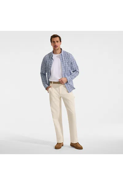 Lands' End Men's Long Sleeve Tailored Fit Travel Kit Shirt In Blue