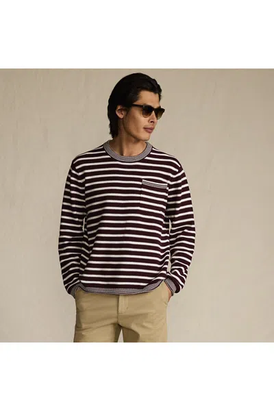 Lands' End Men's Long Sleeve Textured Cotton Crewneck Sweater In Multi